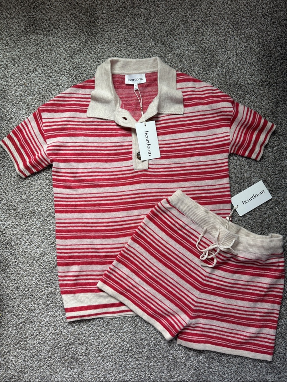 Heartloom NWT Kinslee Set Striped Knit Polo and Shorts Set Size XS